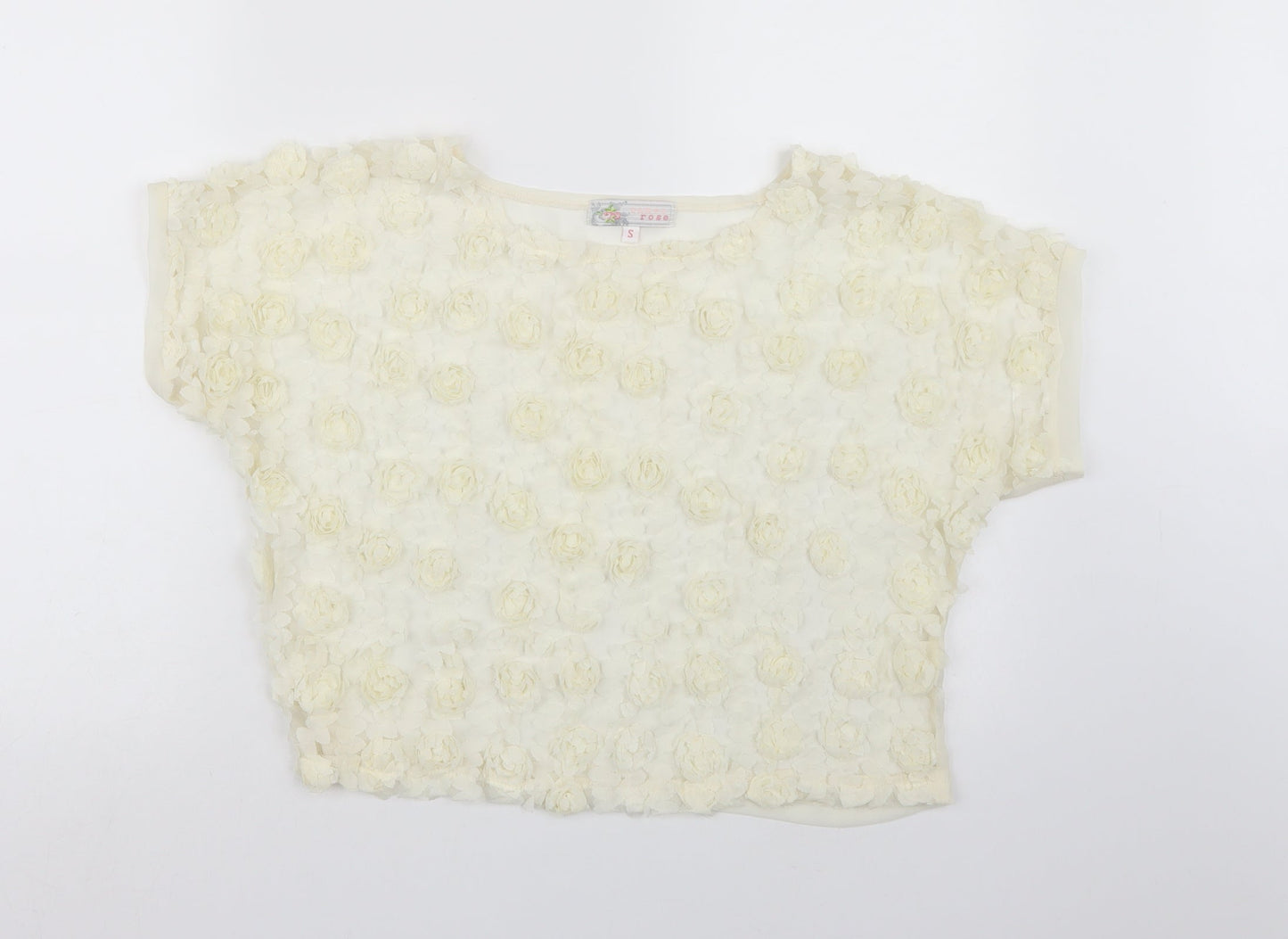 Cameo Rose Womens White Floral  Basic Blouse Size S