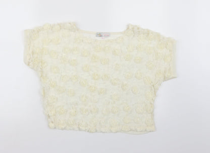 Cameo Rose Womens White Floral Basic Blouse Size S