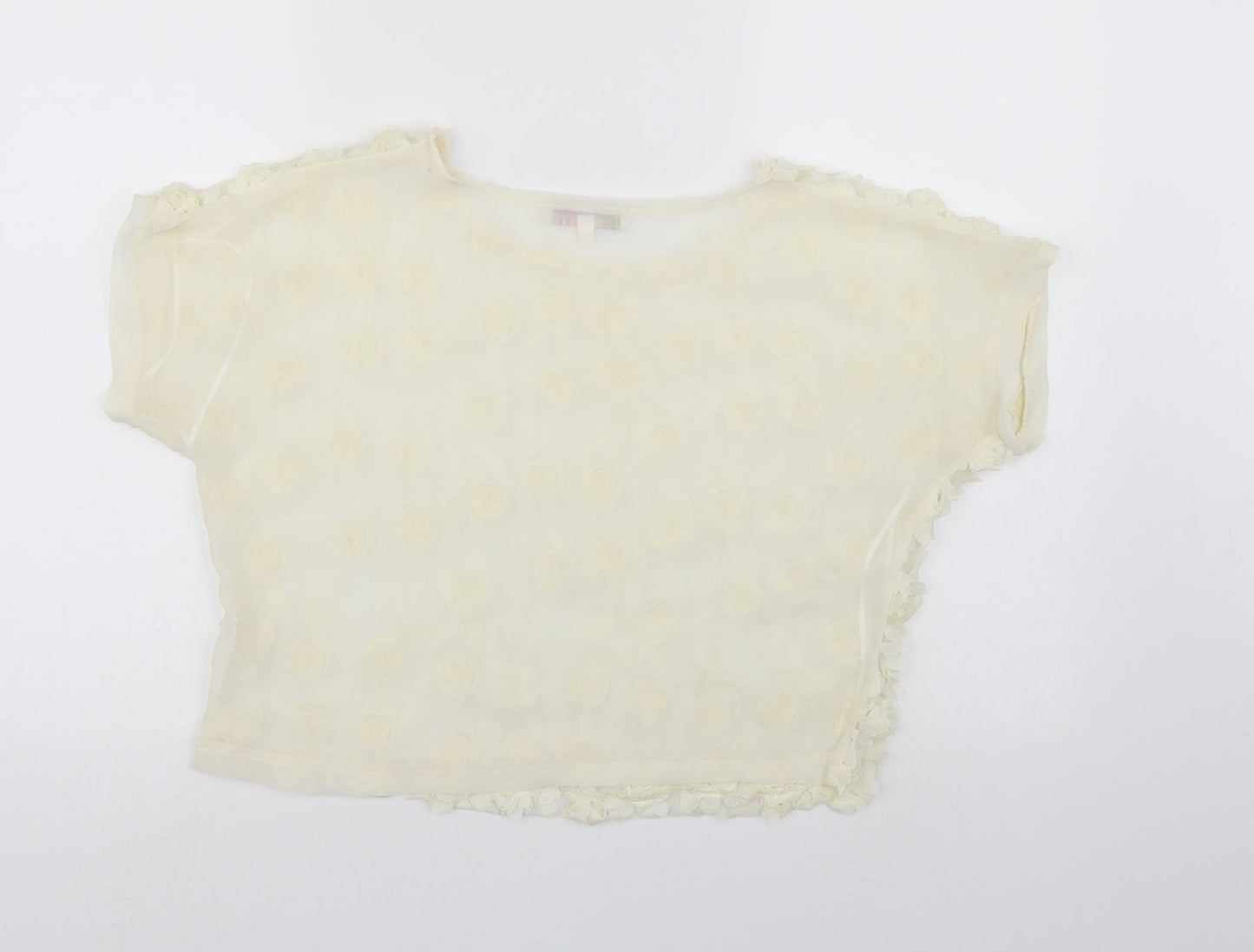 Cameo Rose Womens White Floral  Basic Blouse Size S