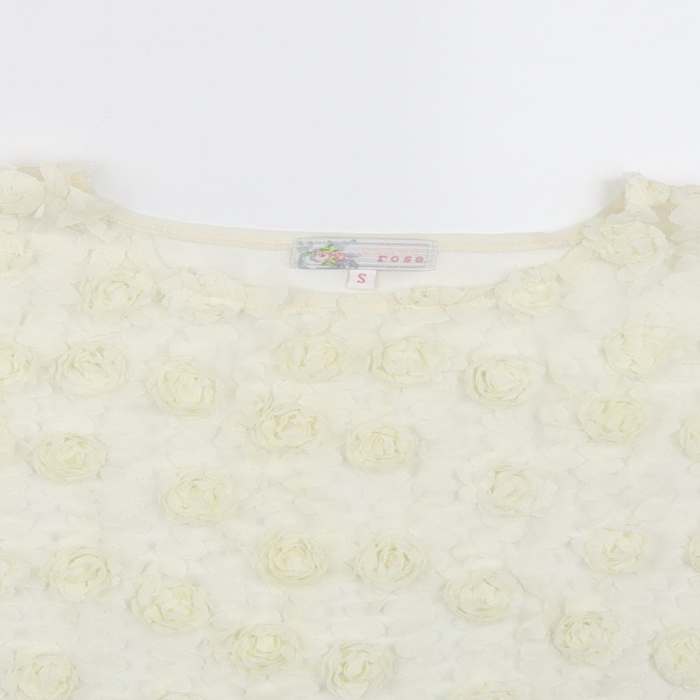 Cameo Rose Womens White Floral  Basic Blouse Size S