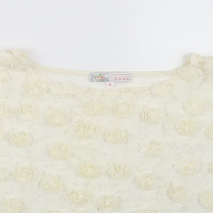 Cameo Rose Womens White Floral Basic Blouse Size S