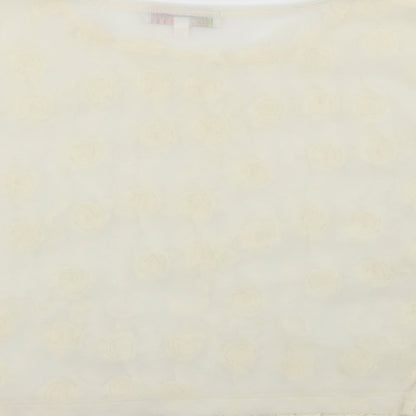 Cameo Rose Womens White Floral Basic Blouse Size S