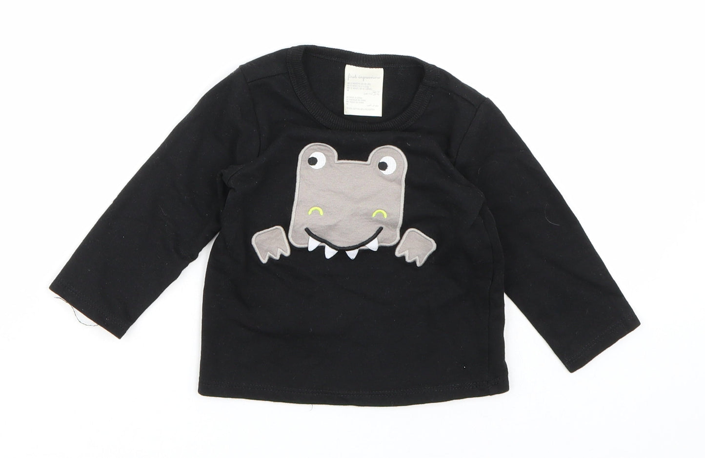 First Impressions Boys Black   Basic T-Shirt Size 12 Months