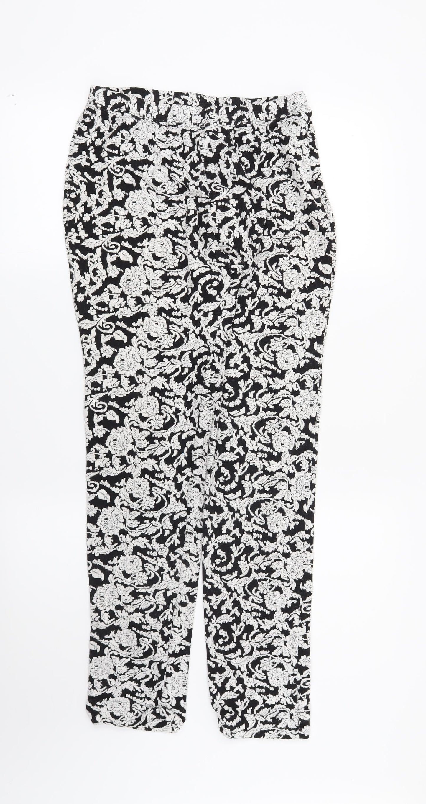 Preworn Womens Black Paisley  Capri Leggings Size 32 in L27 in