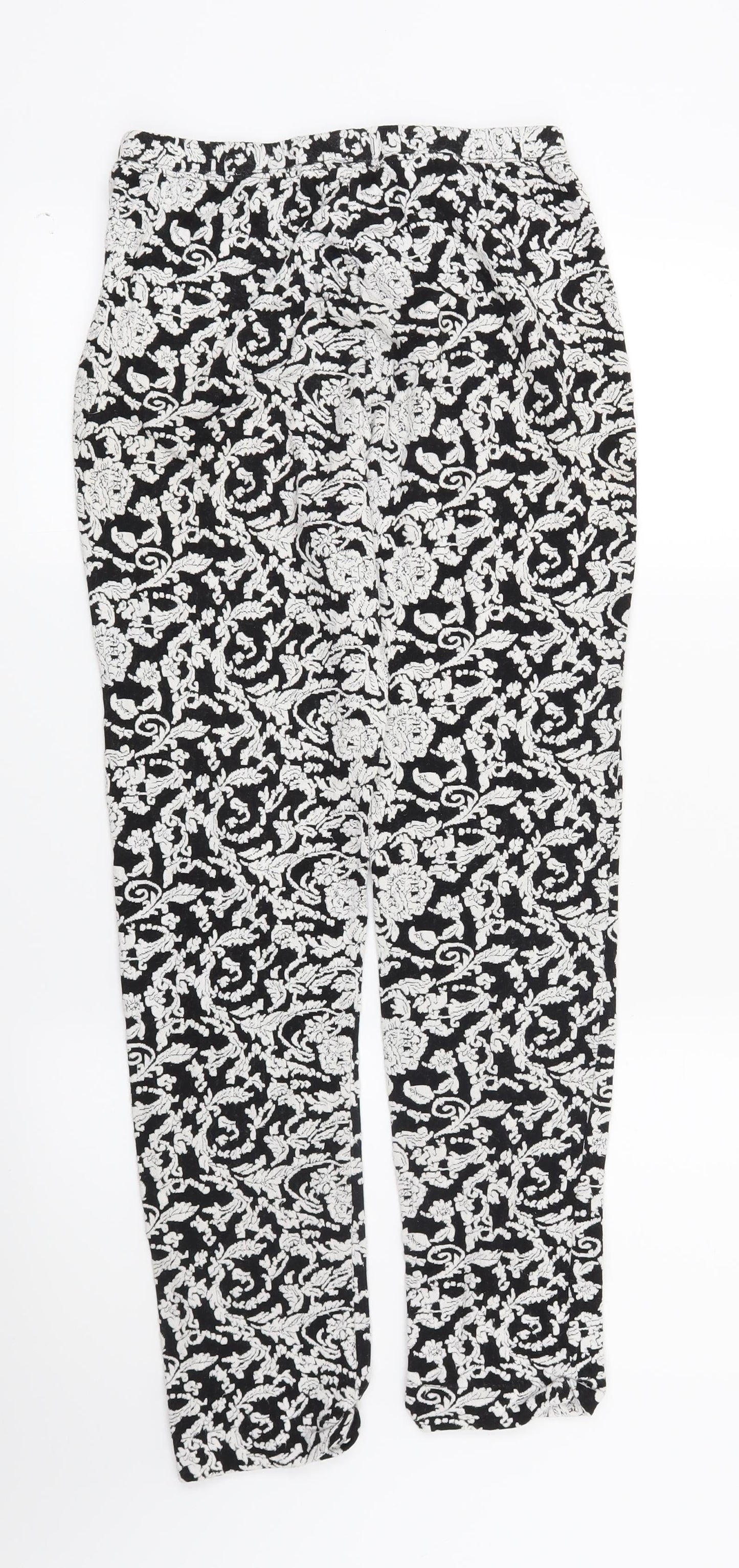 Preworn Womens Black Paisley  Capri Leggings Size 32 in L27 in