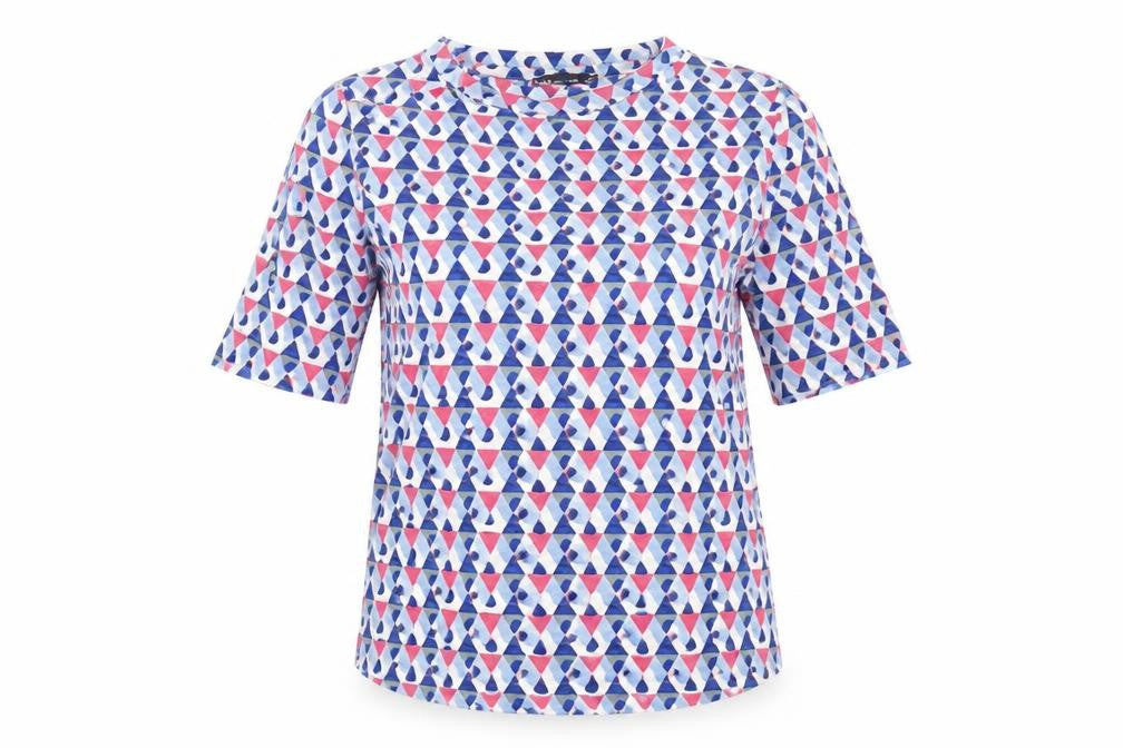 Marks & Spencer Womens Blue Geometric  Basic T-Shirt Size 10