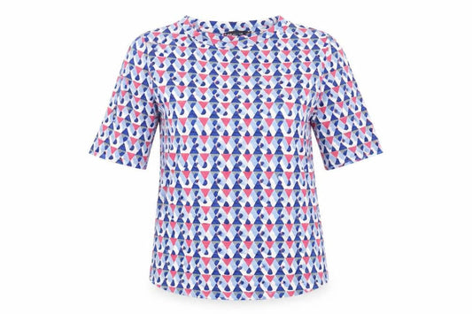 Marks and Spencer Womens Blue Geometric  Basic T-Shirt Size 10