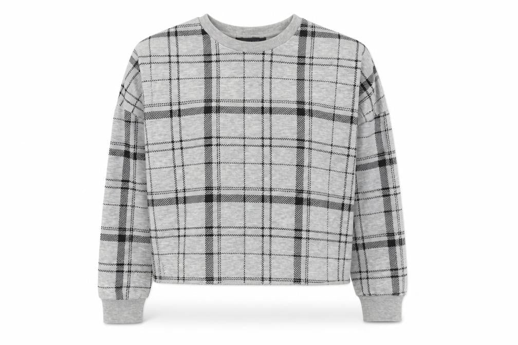 Primark Womens Grey Check  Pullover Sweatshirt Size 4
