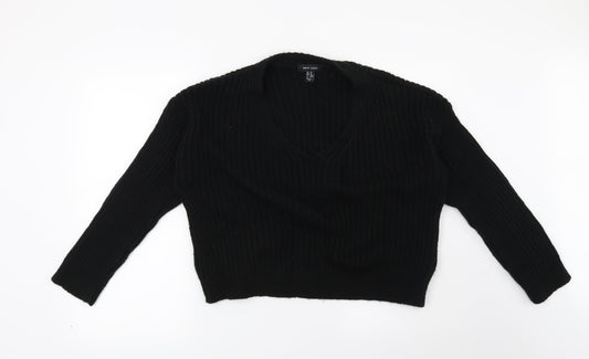 New Look Womens Black Striped  Pullover Jumper Size M