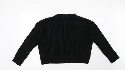 Preloved New Look Womens Black Striped  Pullover Jumper Size M - Back