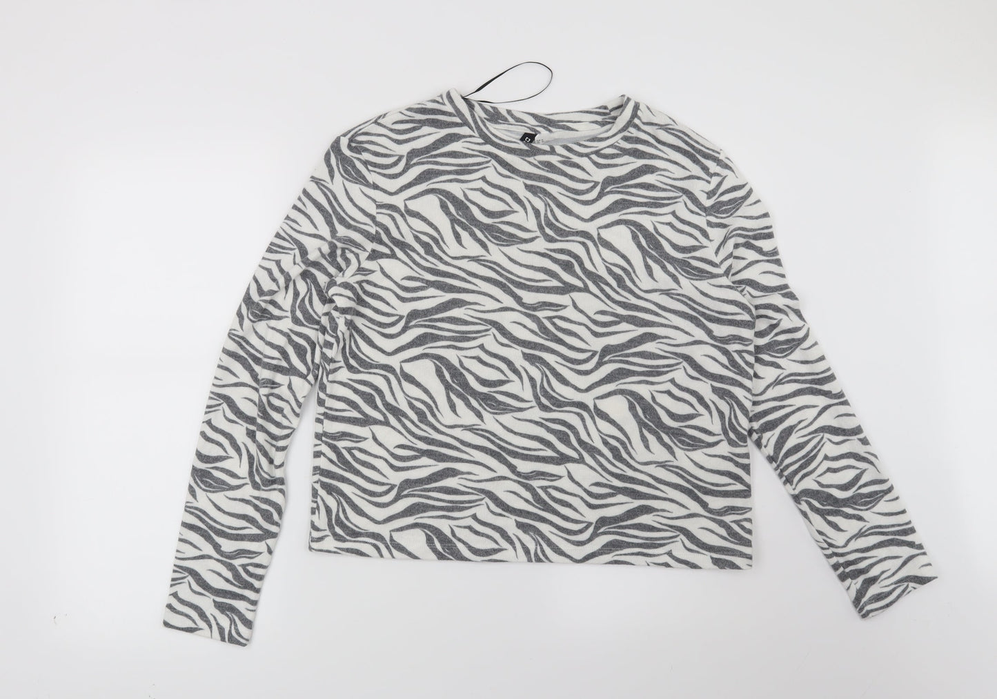 H&M Womens White Animal Print  Pullover Jumper Size M