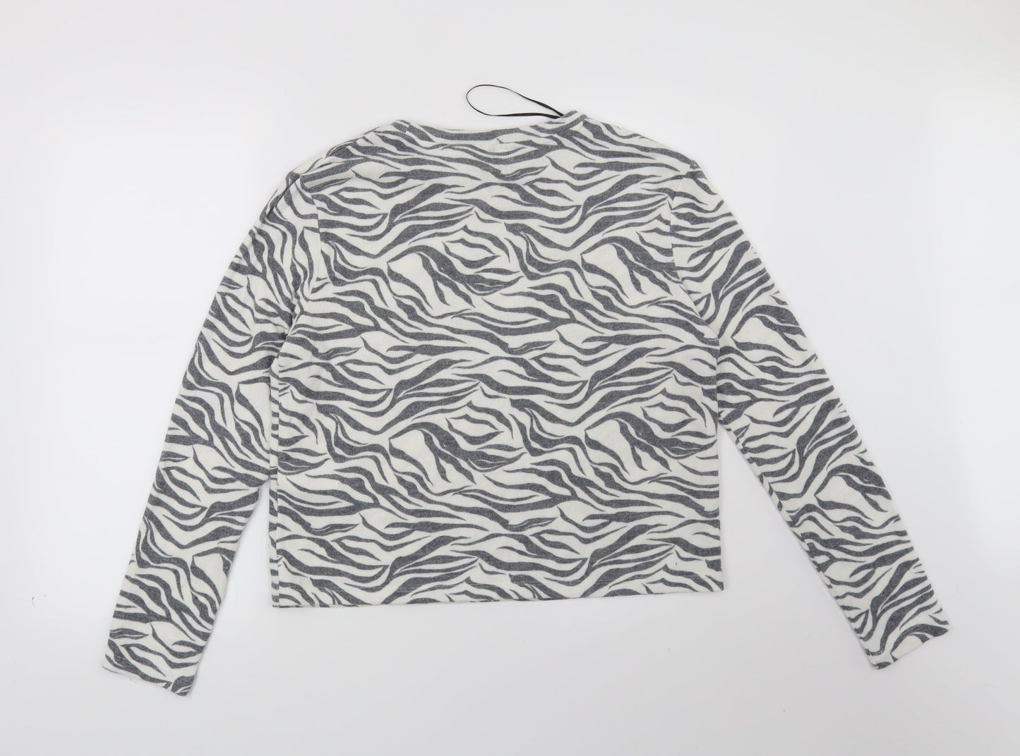 H&M Womens White Animal Print  Pullover Jumper Size M