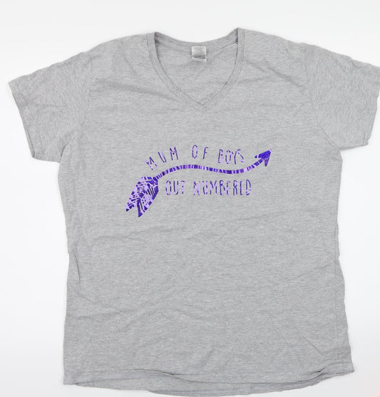 Gildan Womens Grey   Basic T-Shirt Size 2XL