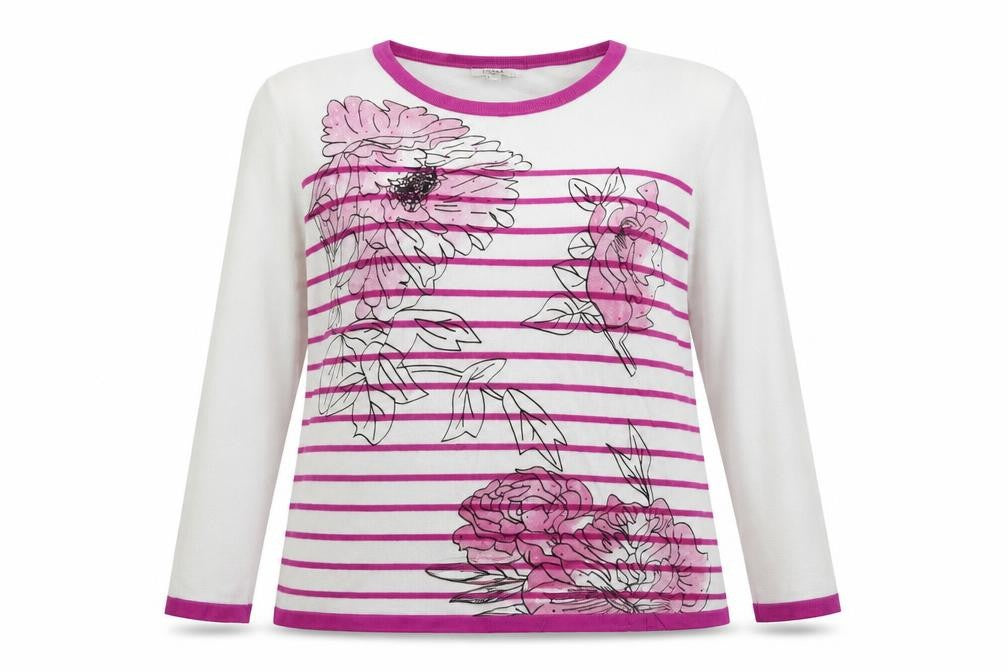 //text Womens White Striped  Pullover Jumper Size S