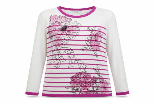 //text Womens White Striped  Pullover Jumper Size S
