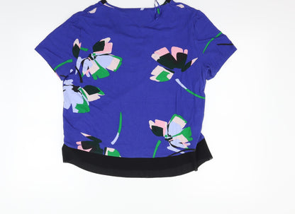Preloved Marks and Spencer Womens Blue Floral  Basic T-Shirt Size 12 - Back
