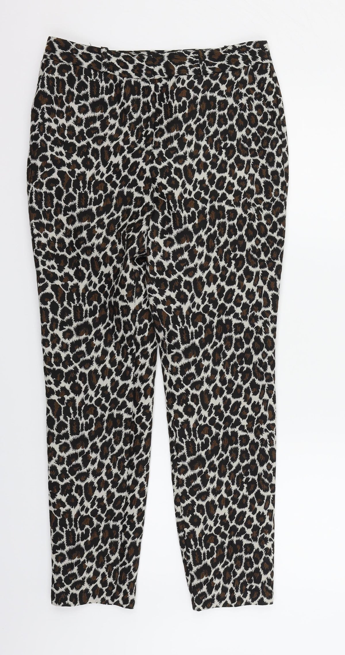 Topshop Womens White Animal Print  Trousers  Size 10 L27 in