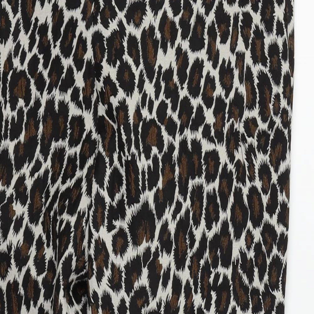 Topshop Womens White Animal Print  Trousers  Size 10 L27 in