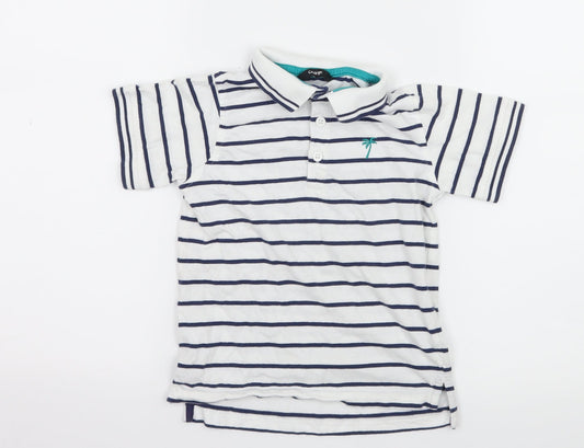 George Boys White Striped Jersey Basic T-Shirt Size 5-6 Years