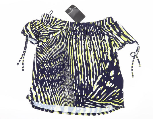 Marble Womens Blue Geometric Jersey Basic Blouse Size S