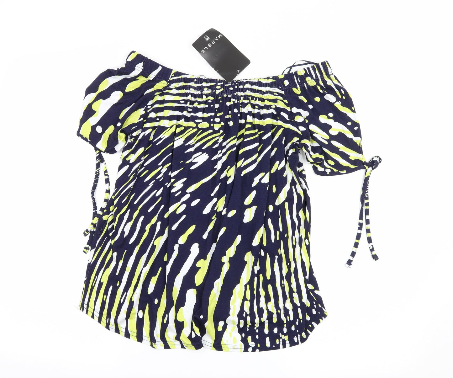 Marble Womens Blue Geometric Jersey Basic Blouse Size S