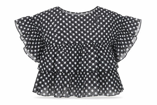 Divided by H&M Womens Beige Polka Dot  Basic Blouse Size 10
