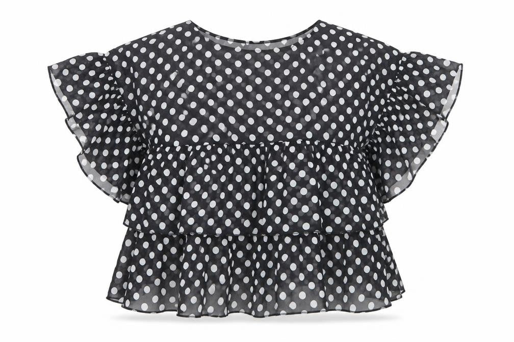 Divided by H&M Womens Beige Polka Dot  Basic Blouse Size 10