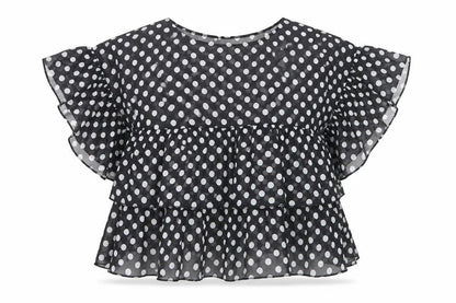 Divided by H&M Womens Beige Polka Dot  Basic Blouse Size 10