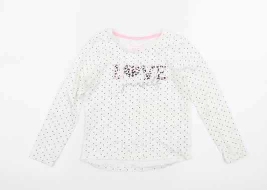 Primakr Girls White Polka Dot Jersey Basic T-Shirt Size 5-6 Years  - Love yourself
