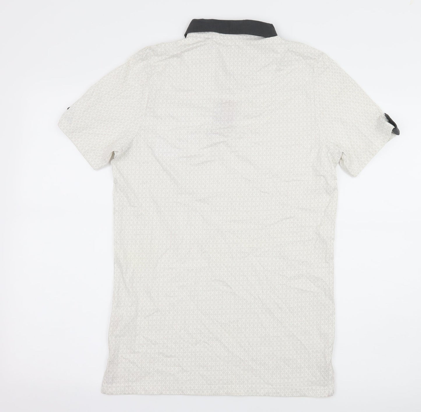 EN:TT Mens Grey Geometric Jersey  Polo Size S