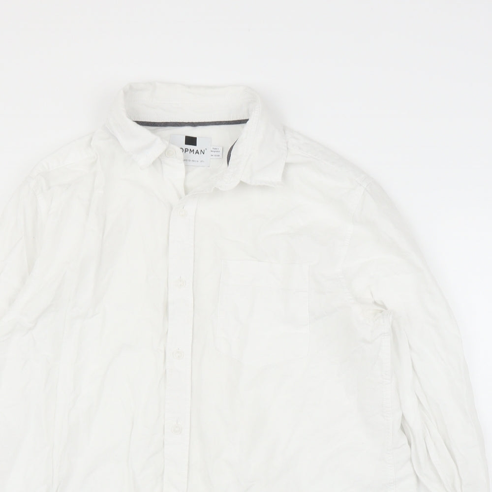 Topman Mens White    Button-Up Size L