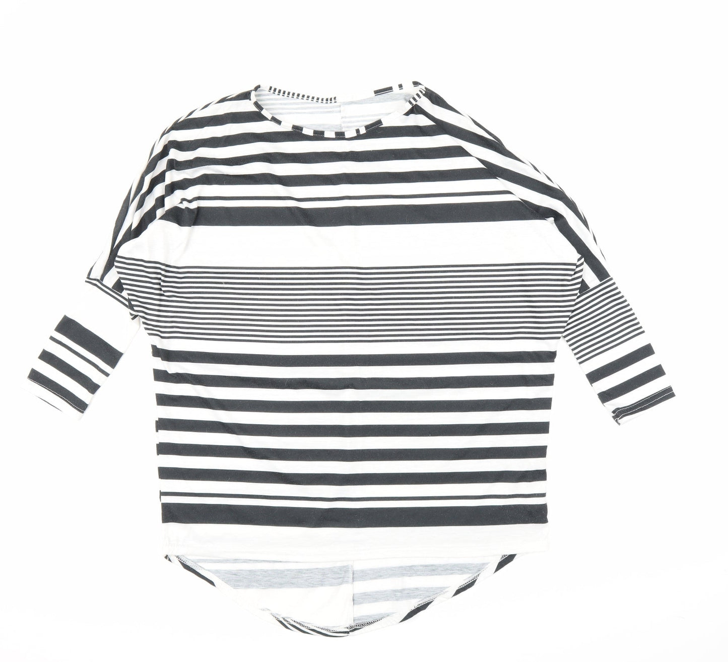 Preworn Womens Black Striped  Tunic Blouse Size M