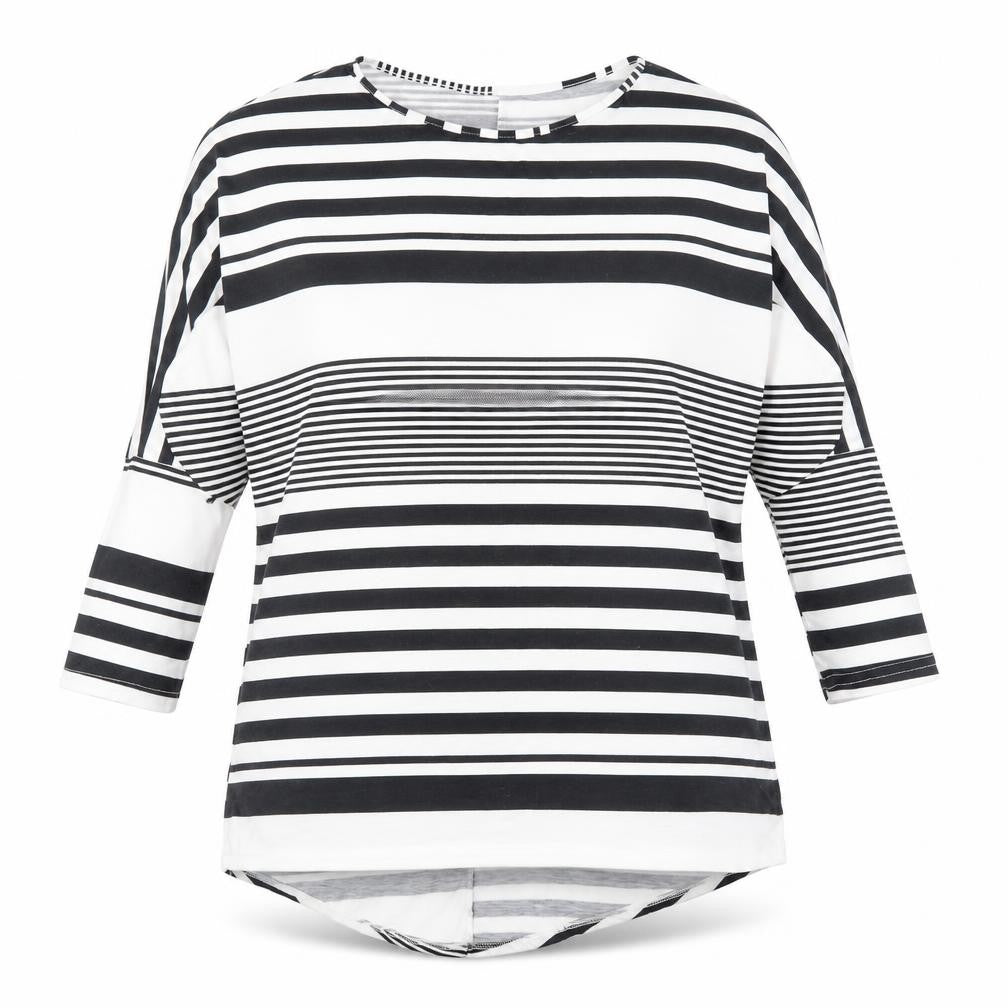 Preworn Womens Black Striped  Tunic Blouse Size M
