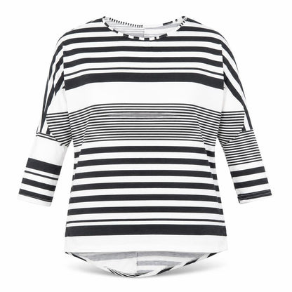 Preworn Womens Black Striped  Tunic Blouse Size M