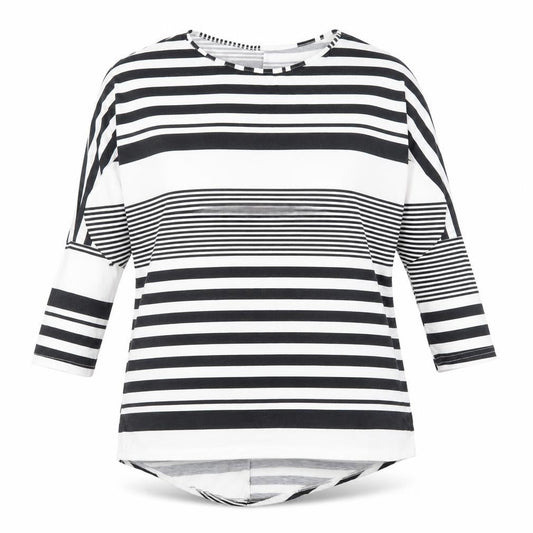Preworn Womens Black Striped  Tunic Blouse Size M