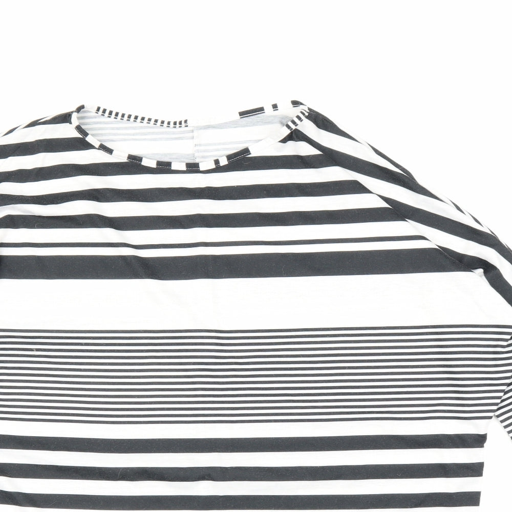 Preworn Womens Black Striped  Tunic Blouse Size M