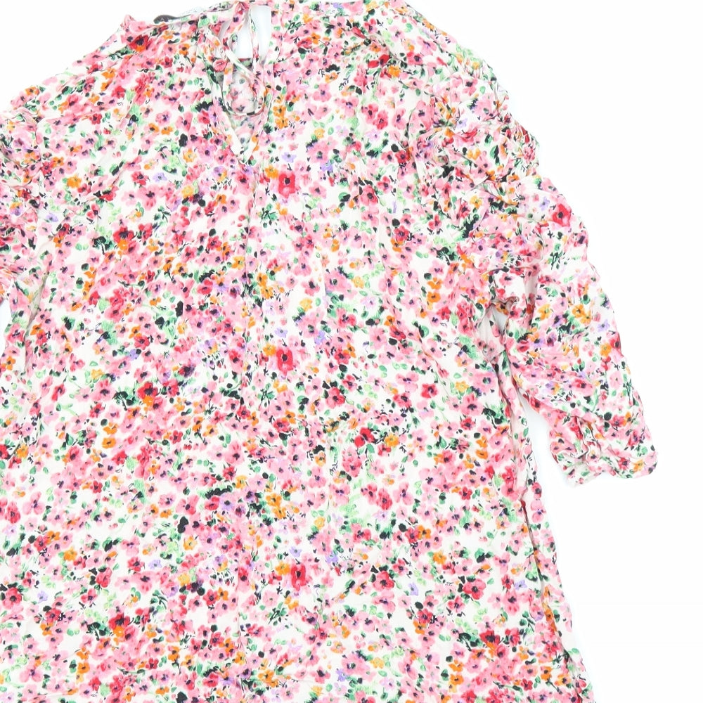 Papaya Womens Pink Floral  Basic Blouse Size 10