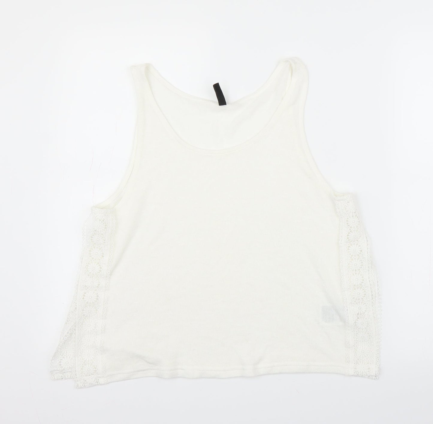 H&M Womens White Floral  Basic Tank Size M  - Split sides