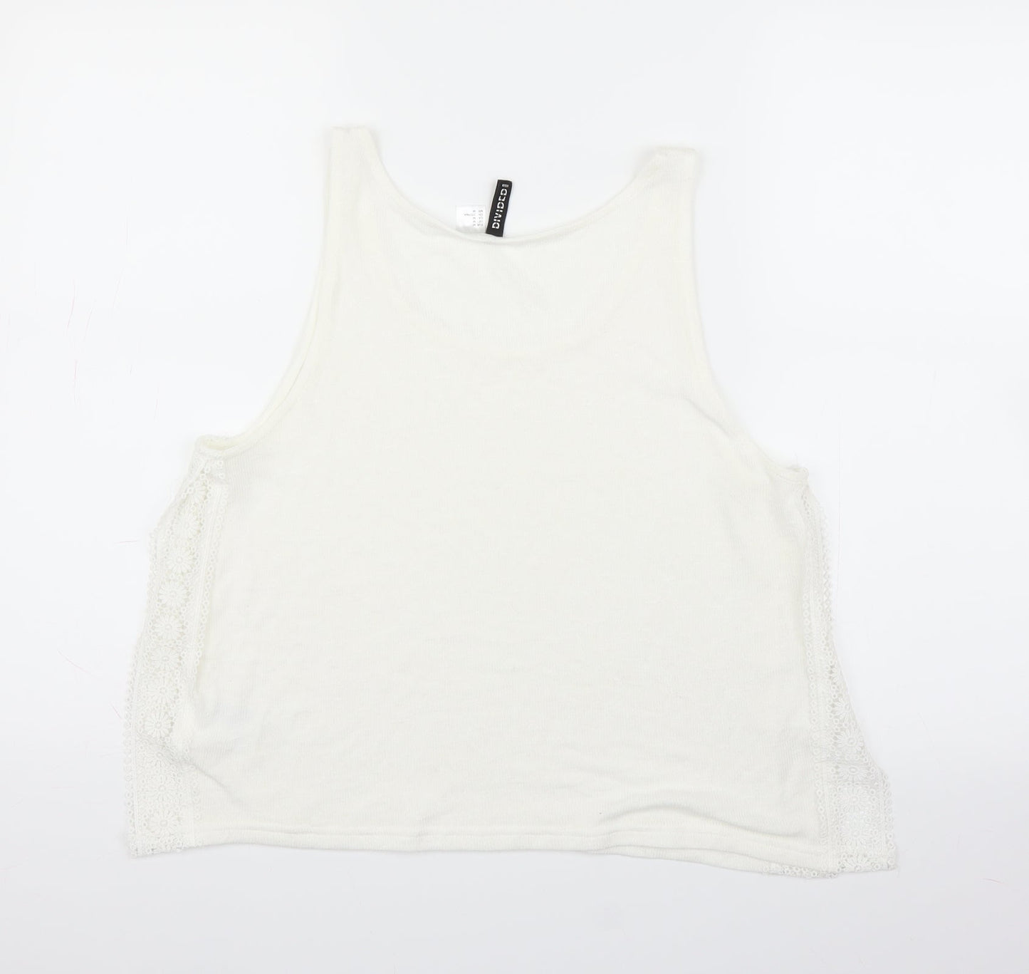 H&M Womens White Floral  Basic Tank Size M  - Split sides