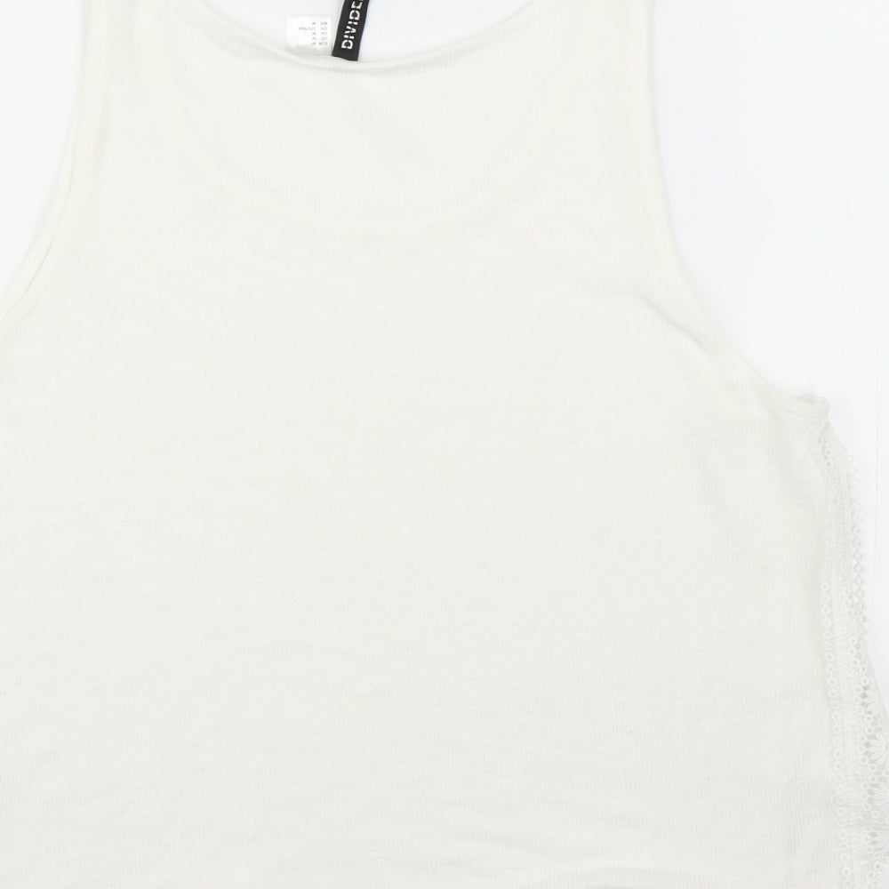 H&M Womens White Floral  Basic Tank Size M  - Split sides