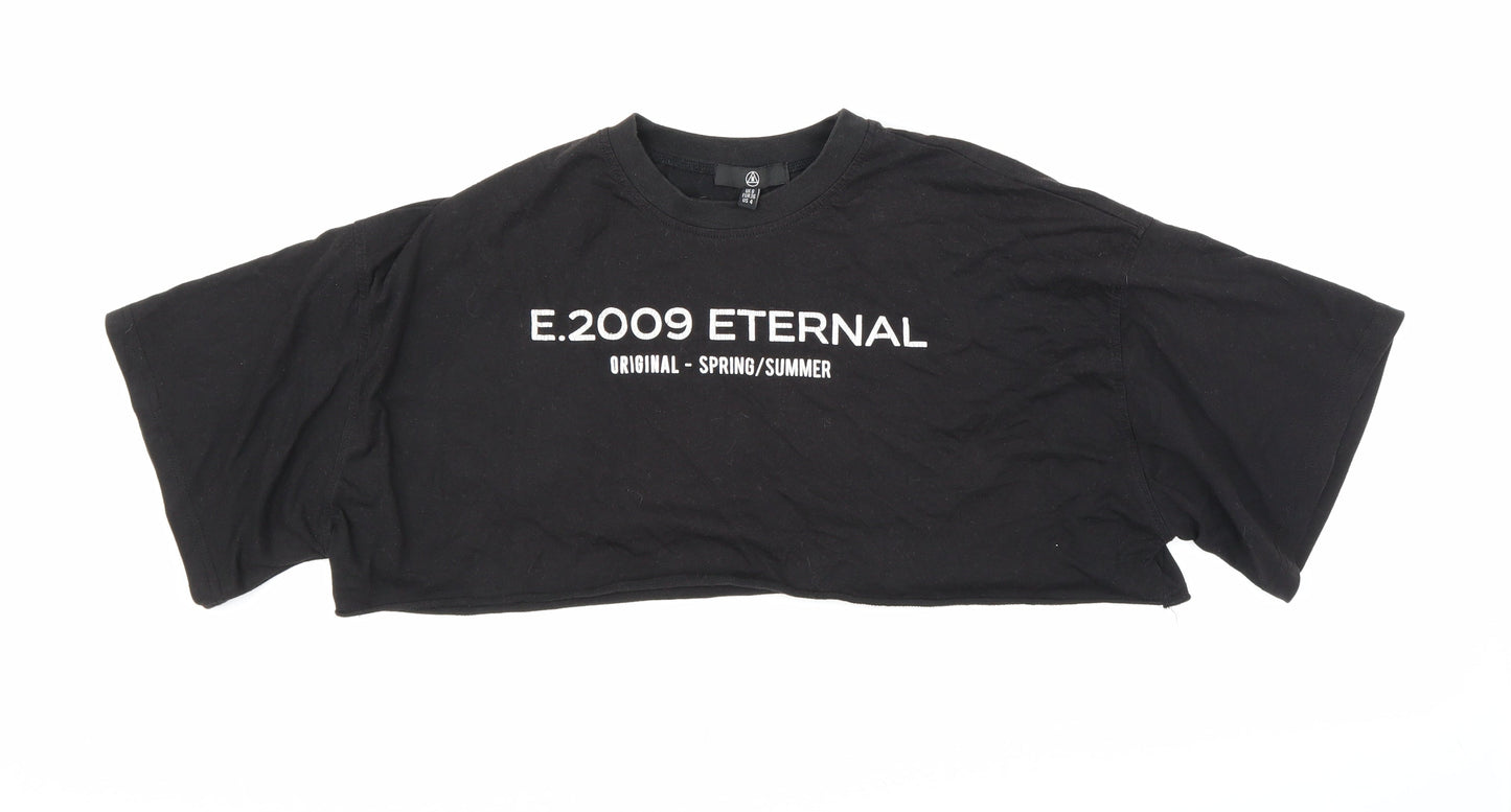 M Womens Black   Cropped T-Shirt Size 8