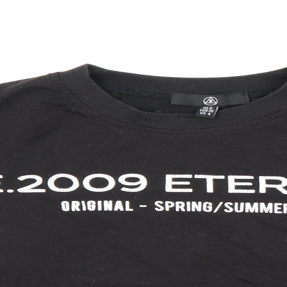 M Womens Black   Cropped T-Shirt Size 8