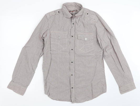 NEXT Mens Brown Striped   Button-Up Size M