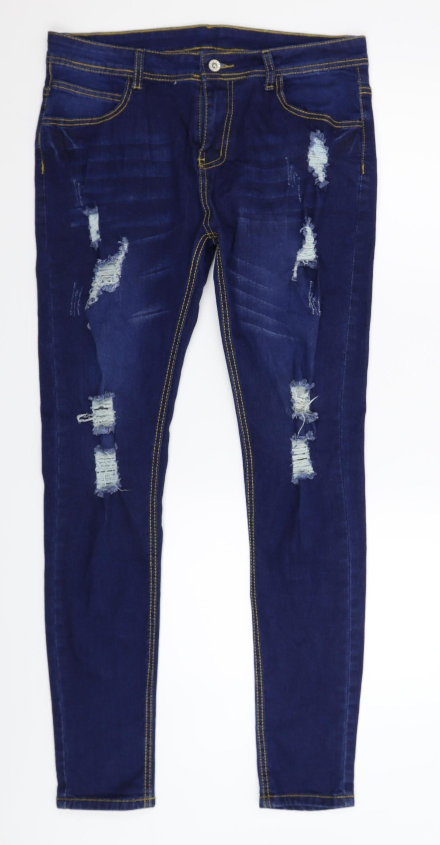 Preworn Womens Blue  Denim Skinny Jeans Size 34 L31 in