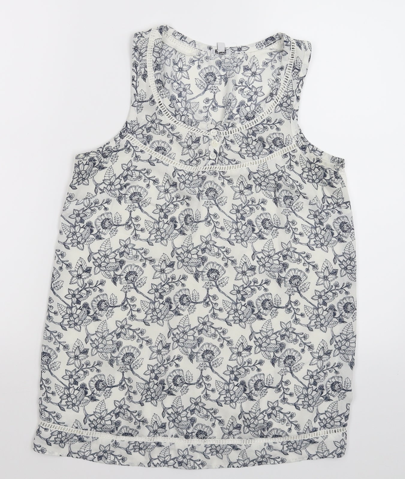 kismel Womens White Floral  Basic Tank Size XS