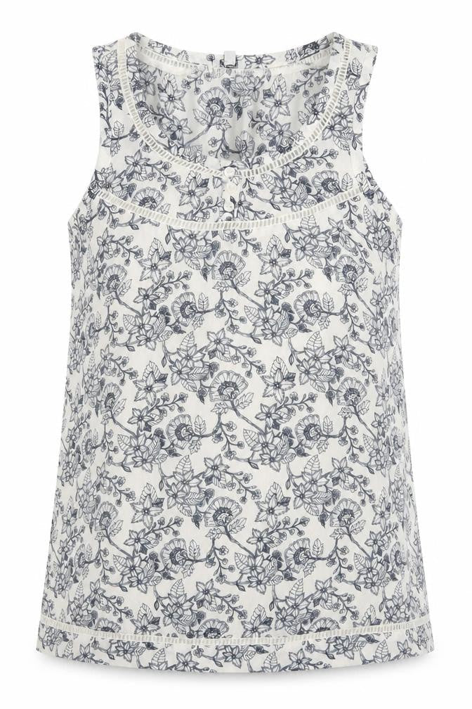 kismel Womens White Floral  Basic Tank Size XS