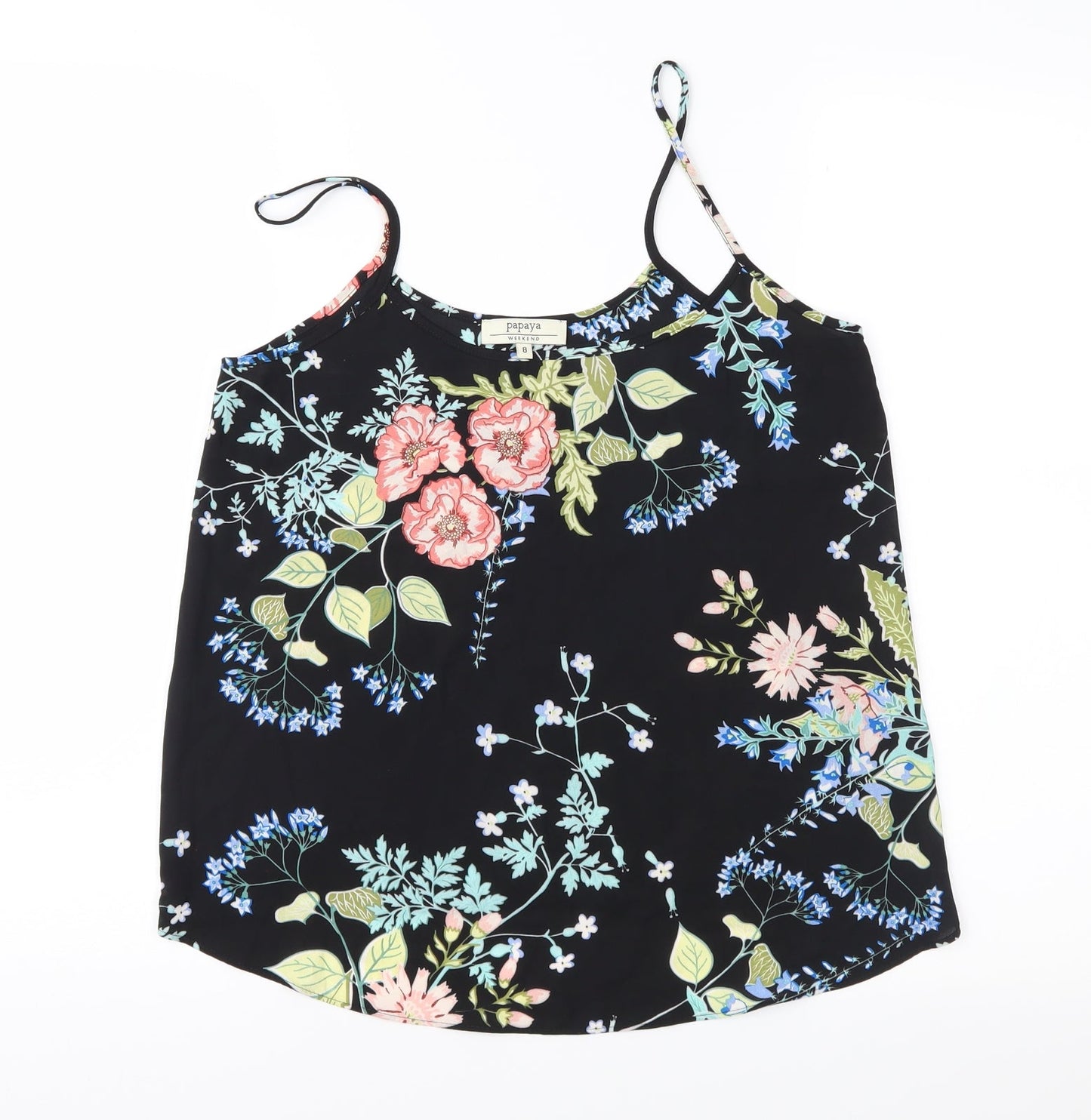 Papaya Womens Black Floral  Camisole Blouse Size 8