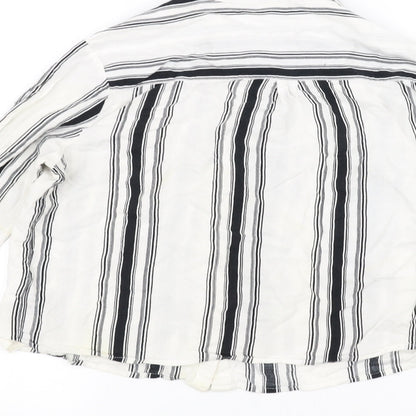 H&M Womens White Striped  Basic Button-Up Size 8