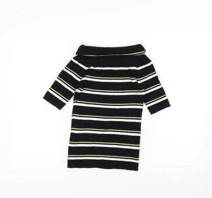 Next Womens Black Striped  Pullover Jumper Size 12