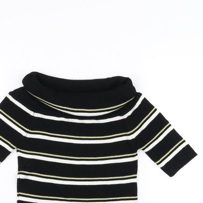 Next Womens Black Striped  Pullover Jumper Size 12